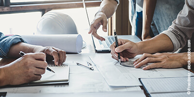 Besprechung mehrerer Personen an einem Tisch